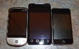 HTC Hero (left) EVO 4G (center) iPod Touch (right)