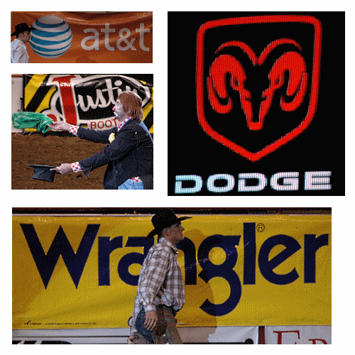 Justin Dodge Wrangler and ATT Rodeo sponsors