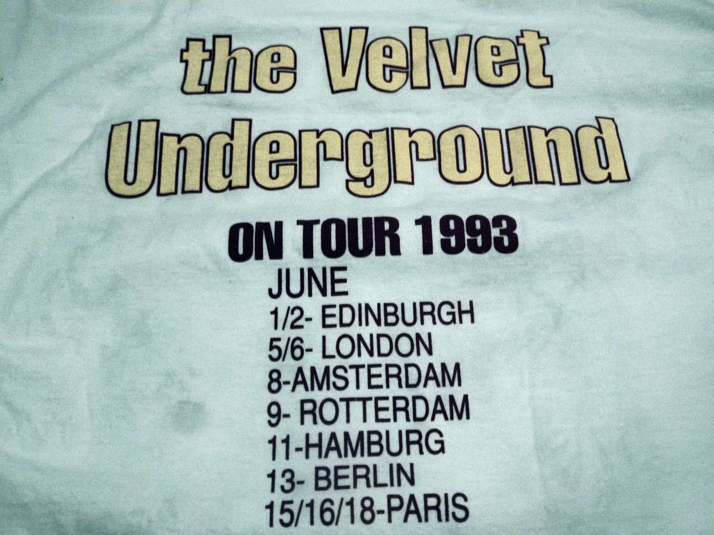 Velvet Underground - Official 1993 Tour T-shirt