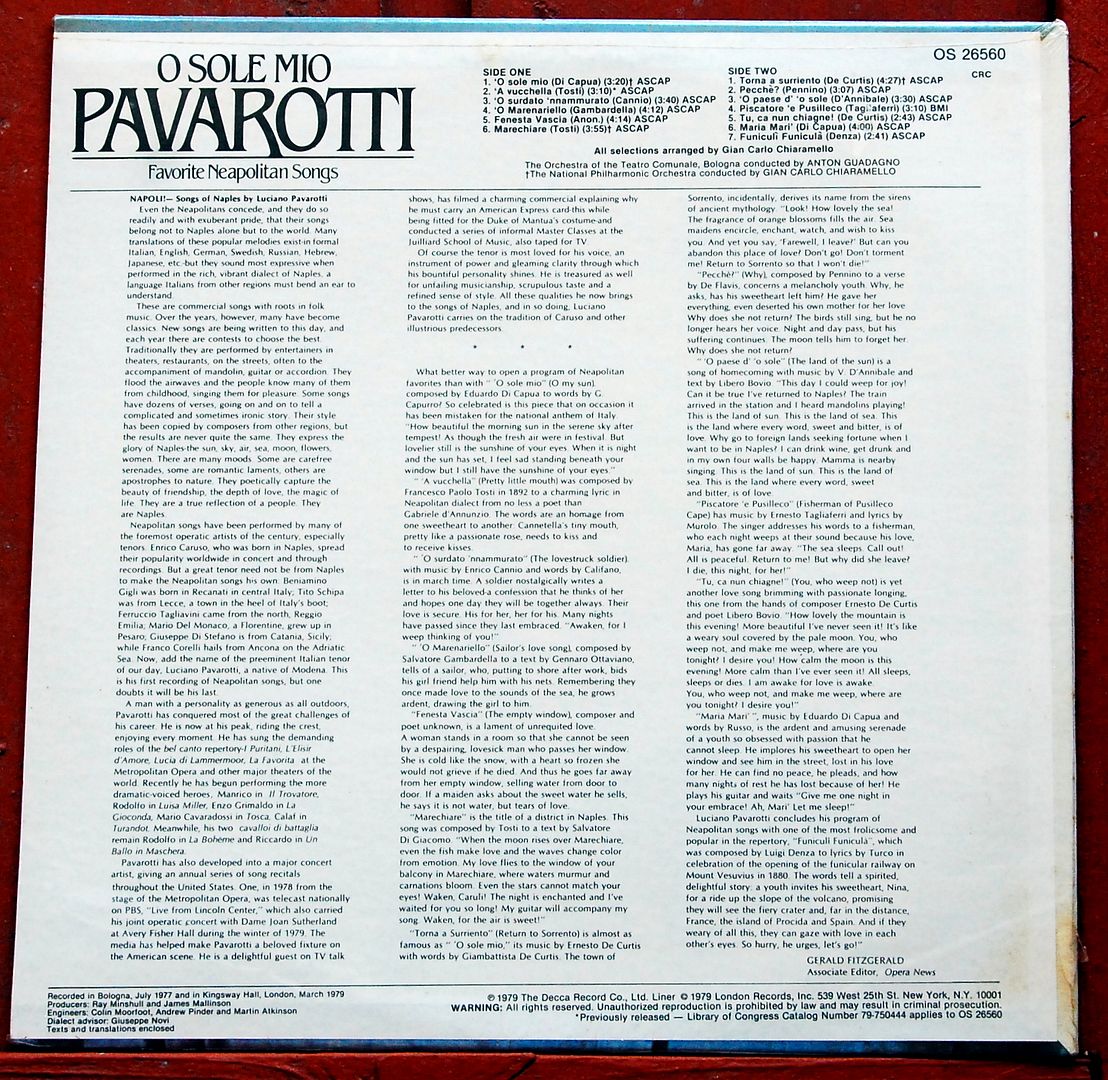 Pavarotti, Luciano - O Sole Mio; Favorite Neapolitan Songs