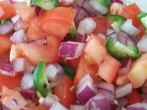 Raw food: tomato salsa with jalapenos