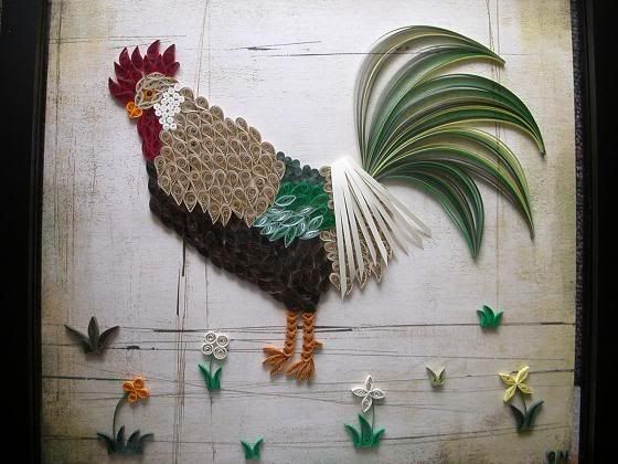 1950 675Rooster - quilled animals