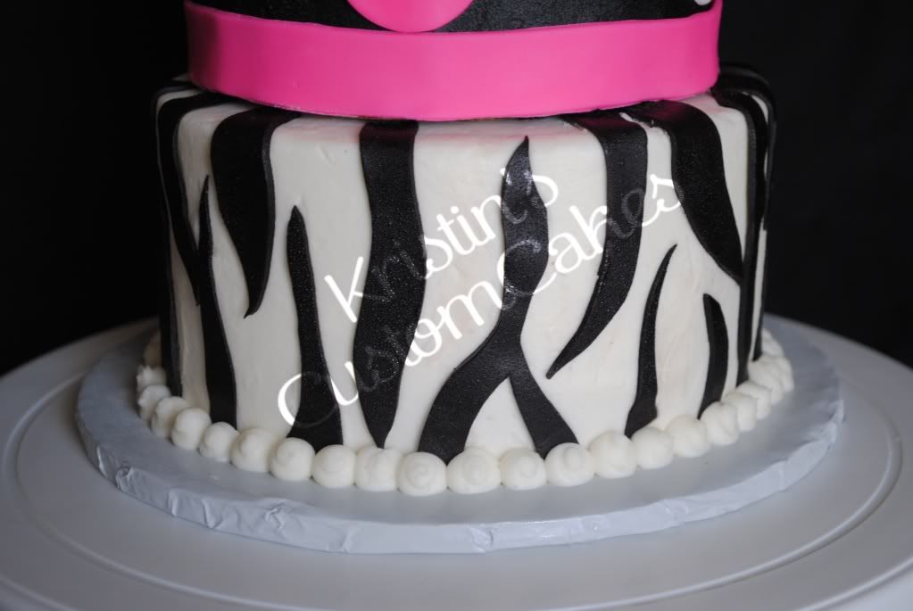 Pink And White Zebra Cake. The cake was white velvet