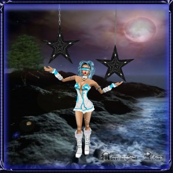Black Star, Black hanging star that can be resized.  Made for IMVU users.  Texture design created by me in TwistedBrush, frame was created by me in Adobe Elements 6.