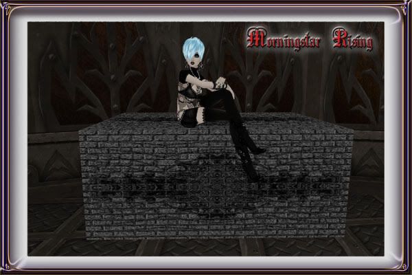 Gray Black Brick Stand, A gray and black brick stand with black design on it.  Created texture in TwistedBrush art program.  Made for use by IMVU users.